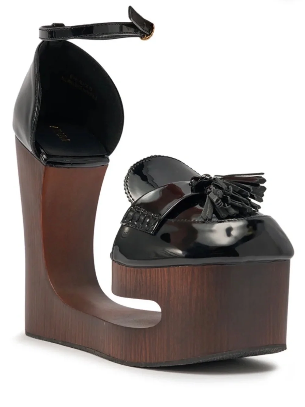 AKIRA AKIRA GOLD BIXBY BLACK EMPTY WEDGE PUMP Size 8.58.5